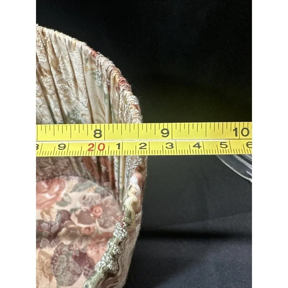 Vintage Croscill Cotswold Pleated Fabric Wastebasket Can W/ Liner & Tissue Cover